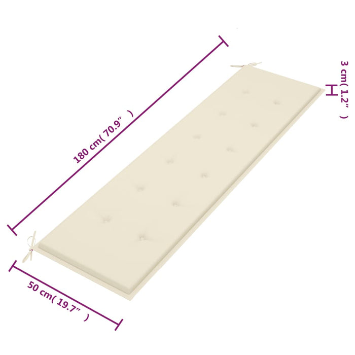 Tuinbankkussen 180x50x3 cm crèmekleurig