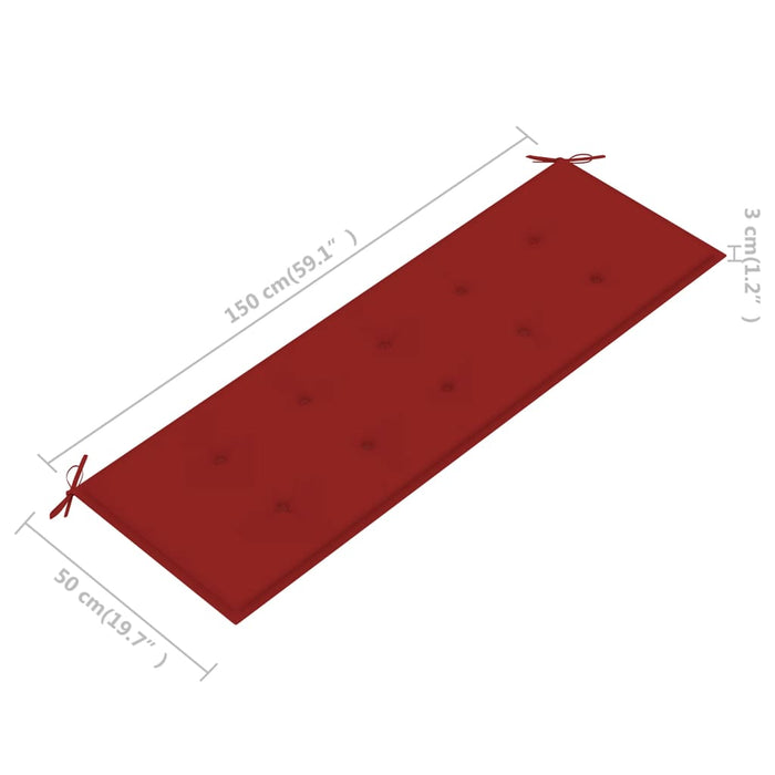 Tuinbankkussen 150x50x3 cm rood