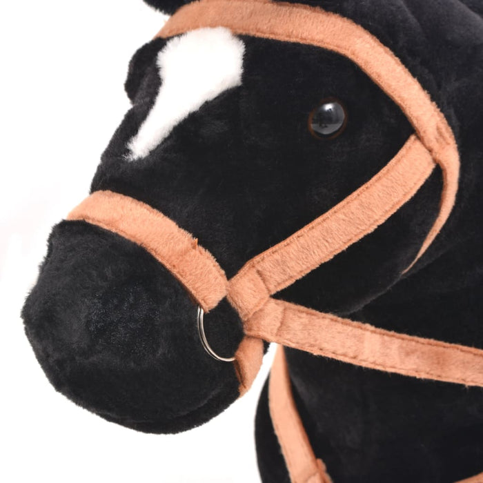 Speelgoedpaard staand pluche zwart