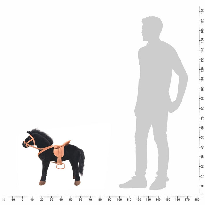 Speelgoedpaard staand pluche zwart