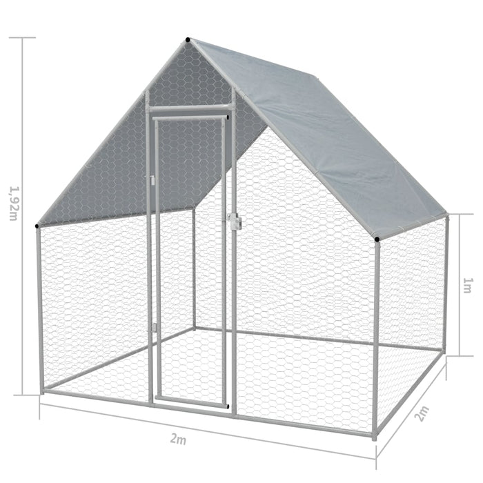 Buitenhok voor kippen 2x2x1,92 m gegalvaniseerd staal