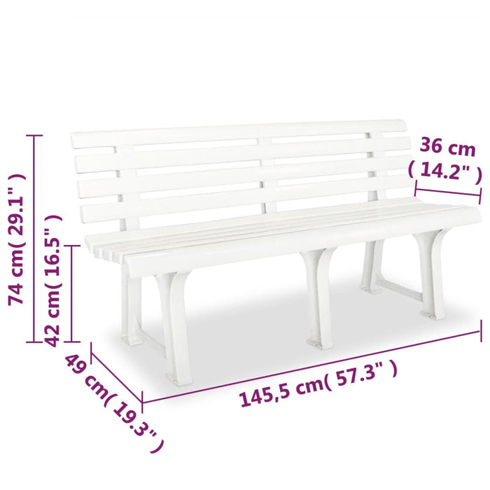 Tuinbank 145,5 cm kunststof wit