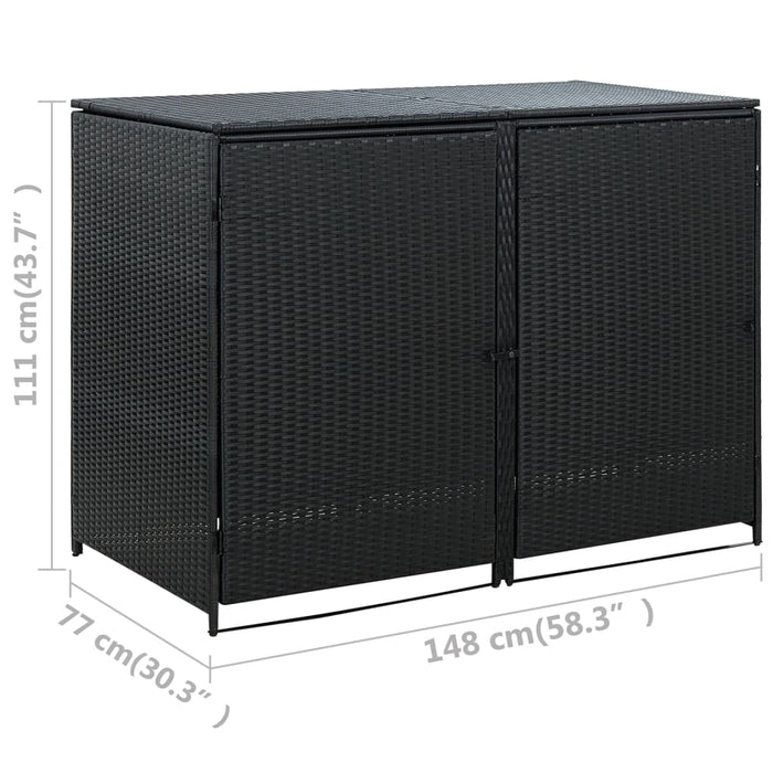 Containerberging dubbel 148x80x111 cm poly rattan zwart