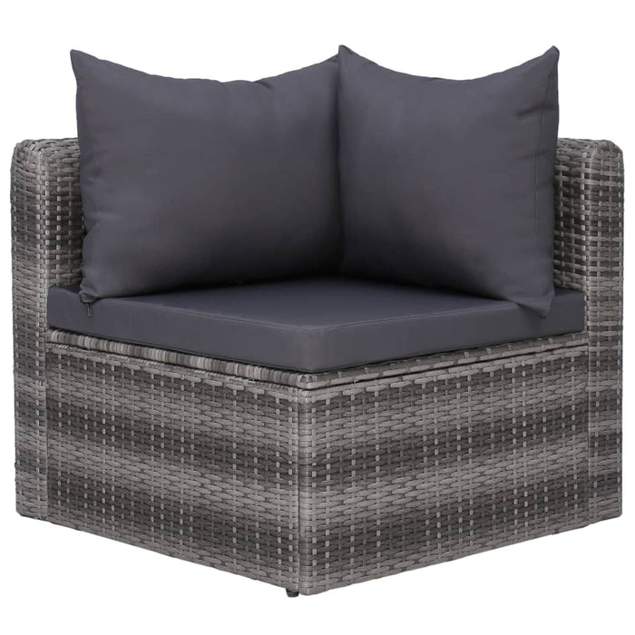 3-delige Loungeset met kussens poly rattan grijs