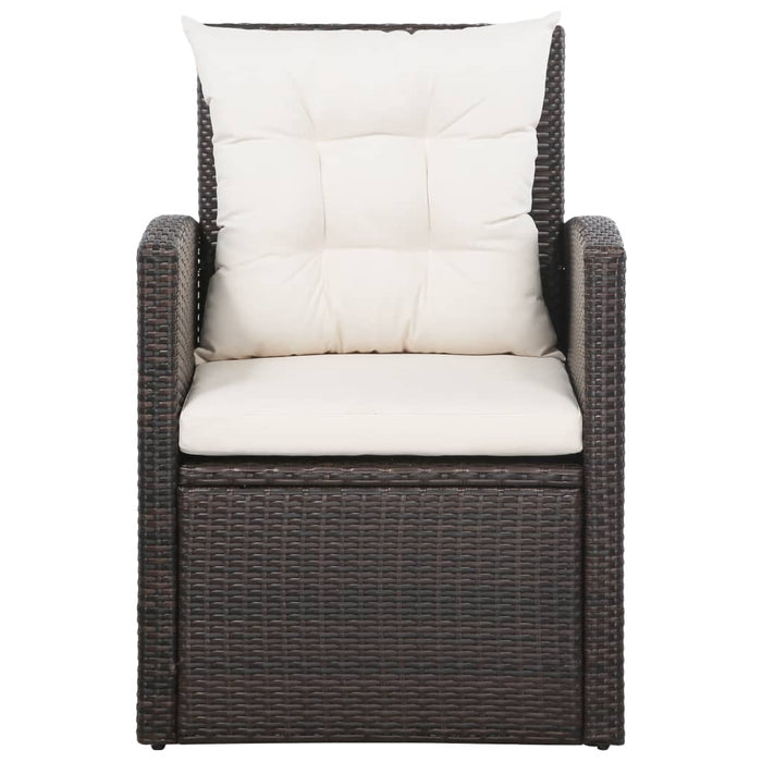 5-delige Loungeset met kussens poly rattan bruin