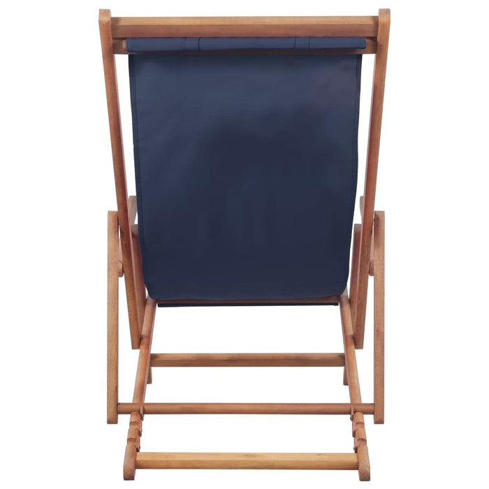 Strandstoel inklapbaar stof en houten frame blauw