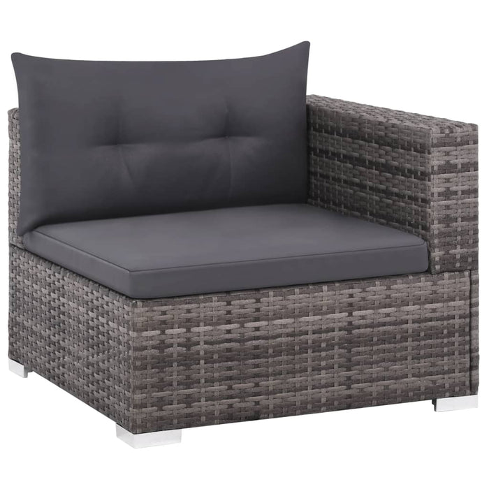 3-delige Loungeset met kussens poly rattan grijs