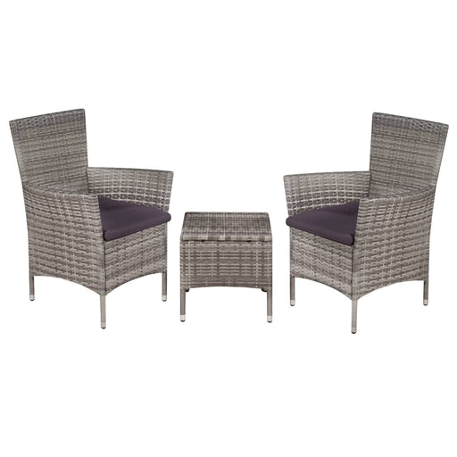 3-delige Bistroset poly rattan grijs