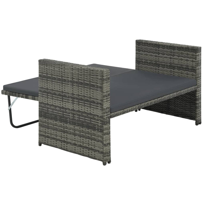 2-delige Loungeset met kussens poly rattan grijs