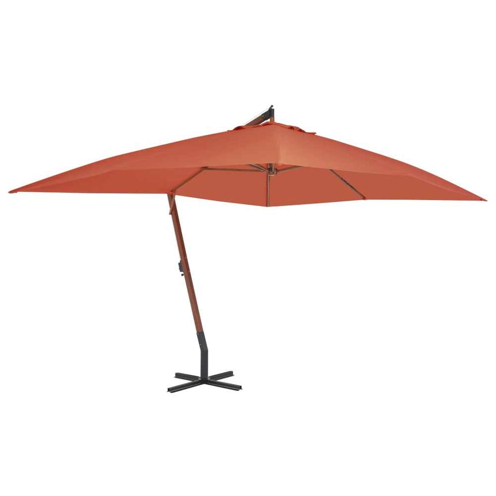 Zweefparasol met houten paal 400x300 cm terracottakleurig