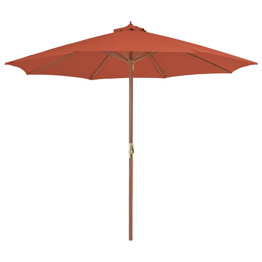 Parasol met houten paal 300 cm terracotta