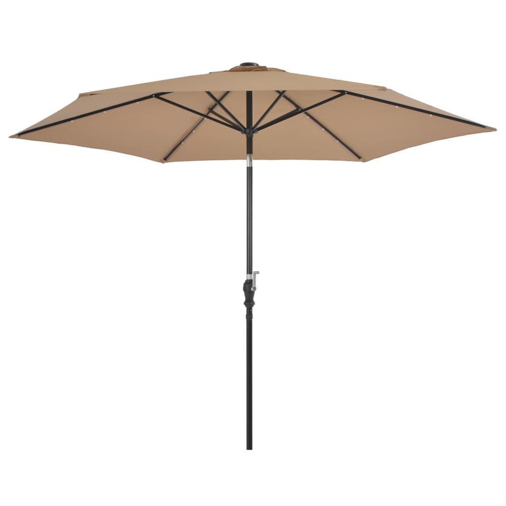 Parasol met LED-verlichting en stalen paal 300 cm taupe