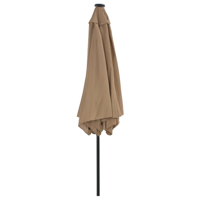 Parasol met LED-verlichting en stalen paal 300 cm taupe