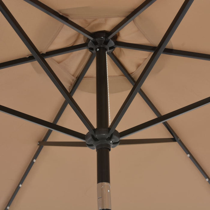 Parasol met LED-verlichting en stalen paal 300 cm taupe