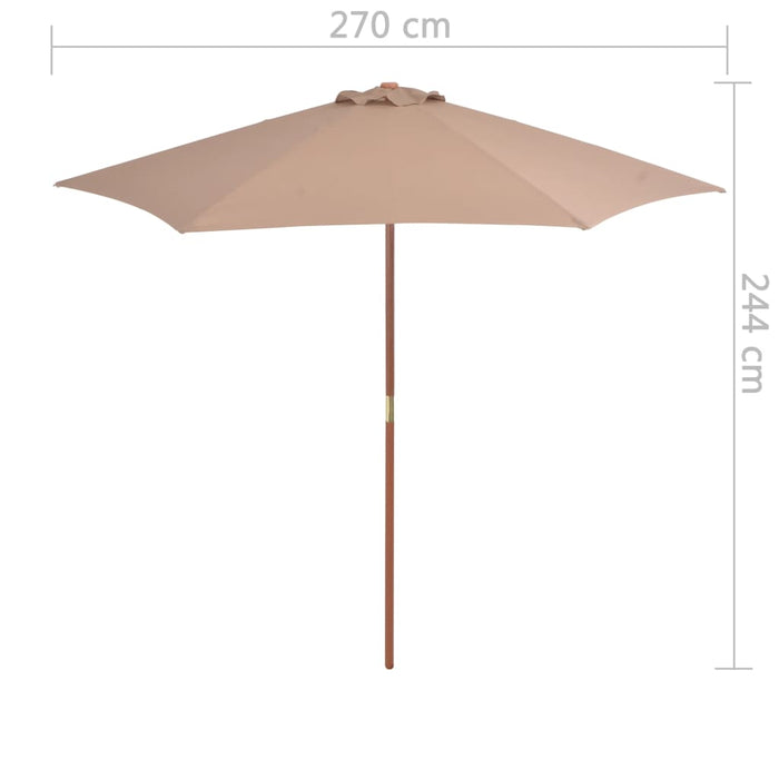 Parasol met houten paal 270 cm taupe