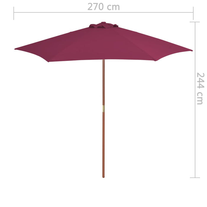 Parasol met houten paal 270 cm bordeauxrood