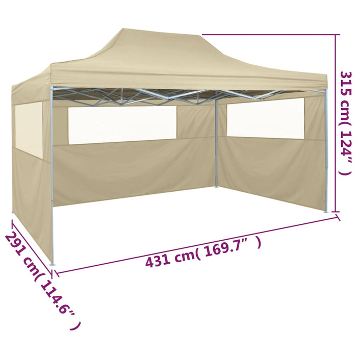 Vouwtent met 3 wanden 3x4,5 m crème