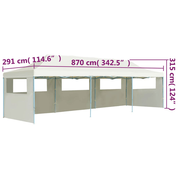 Vouwtent pop-up met 5 zijwanden 3x9 m crème