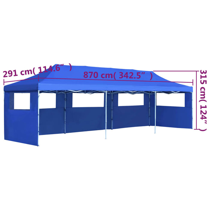 Vouwtent pop-up met 5 zijwanden 3x9 m blauw