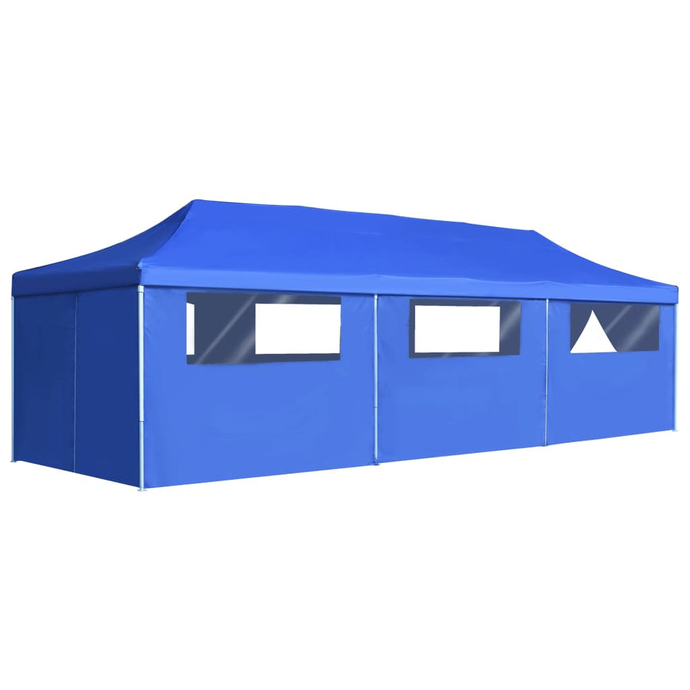 Vouwtent pop-up met 8 zijwanden 3x9 m blauw