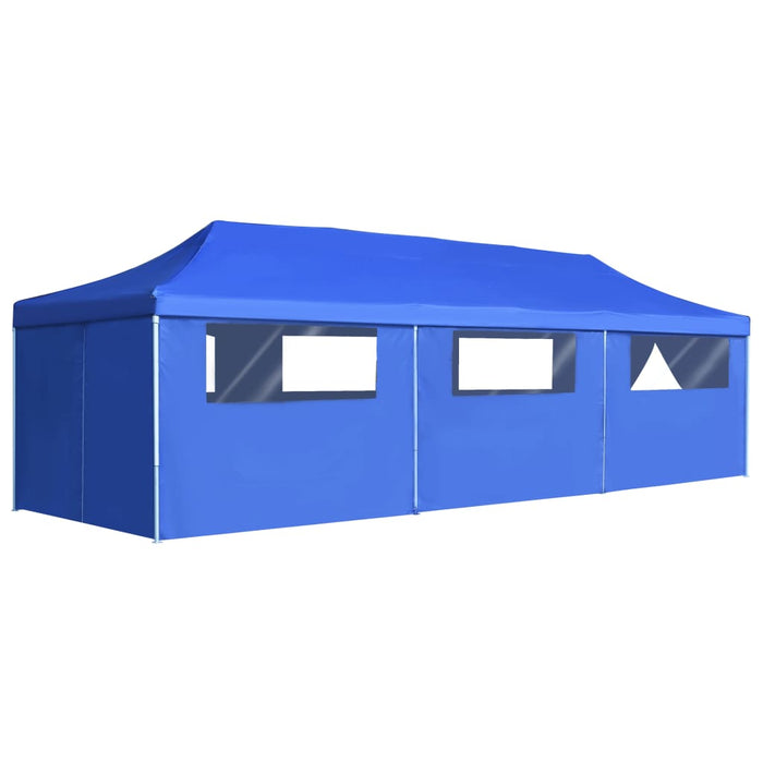 Vouwtent pop-up met 8 zijwanden 3x9 m blauw