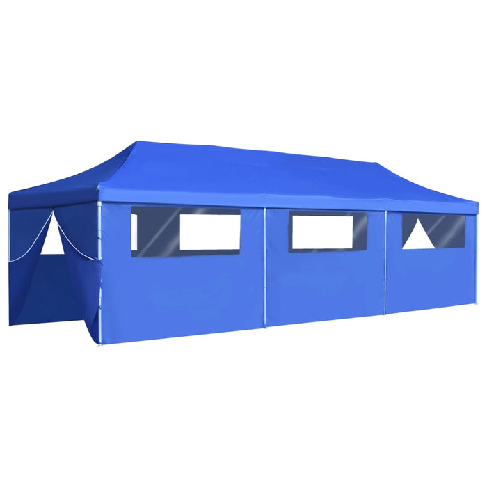 Vouwtent pop-up met 8 zijwanden 3x9 m blauw