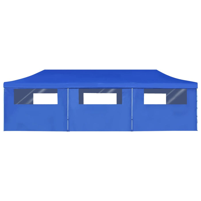 Vouwtent pop-up met 8 zijwanden 3x9 m blauw