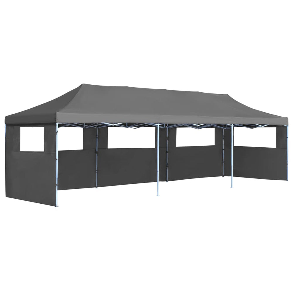 Vouwtent pop-up met 5 zijwanden 3x9 m antraciet