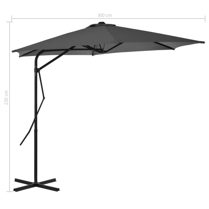 Parasol met stalen paal 300 cm antraciet