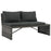 Loungeset met kussens 3-delig poly rattan grijs