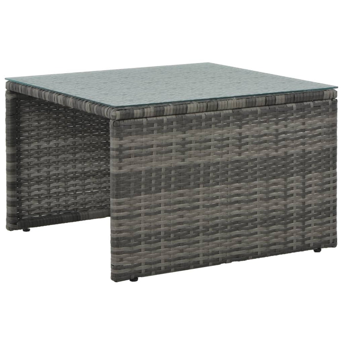 Loungeset met kussens 3-delig poly rattan grijs