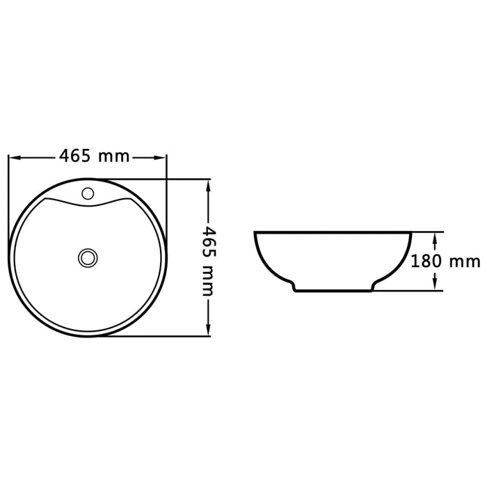 Wastafel met overloop 46,5x18 cm keramiek zwart