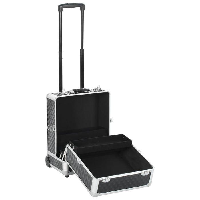 Make-up trolley 35x29x45 cm aluminium zwart