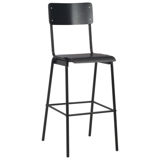 Barstoelen 2 st massief multiplex staal zwart