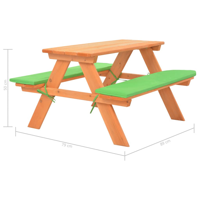 Kinderpicknicktafel met banken 89x79x50 cm massief vurenhout