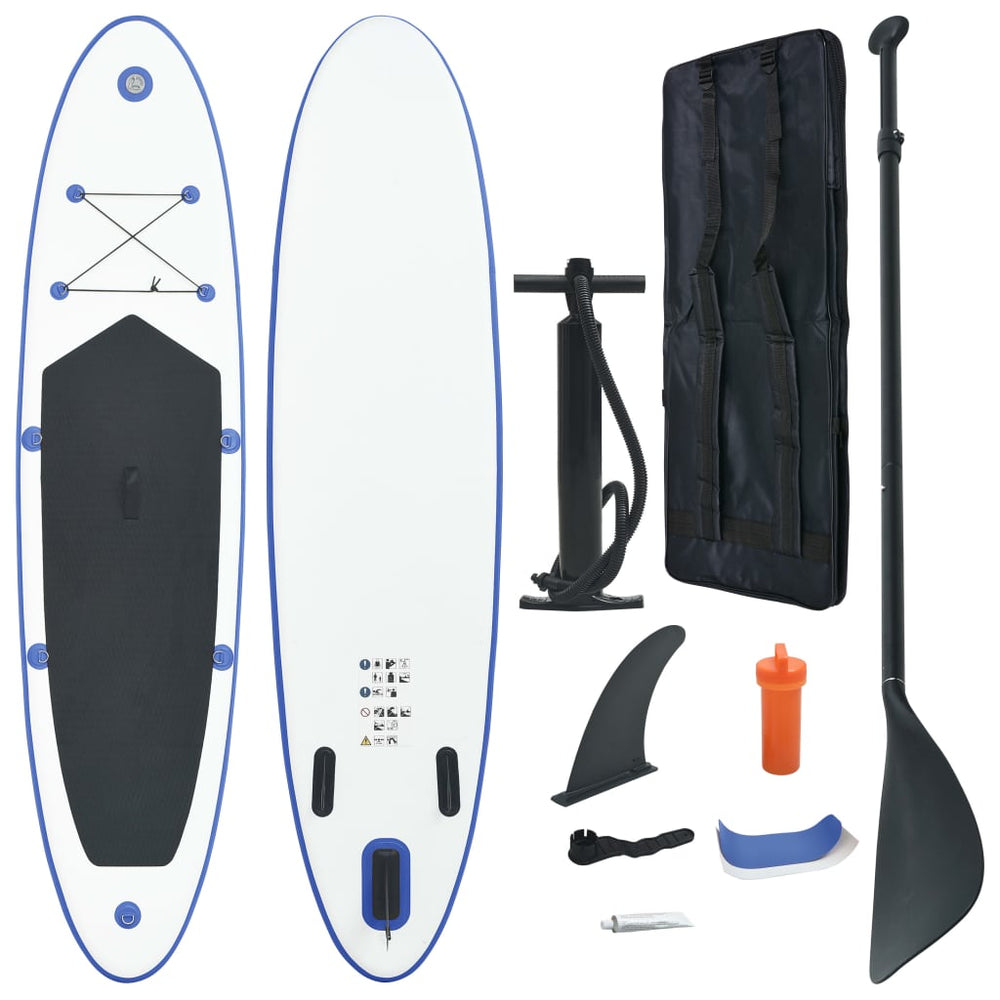 Stand Up Paddleboardset opblaasbaar blauw en wit