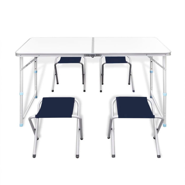 Campingtafel inklapbaar en verstelbaar aluminium 120 x 60 cm 4 stoelen