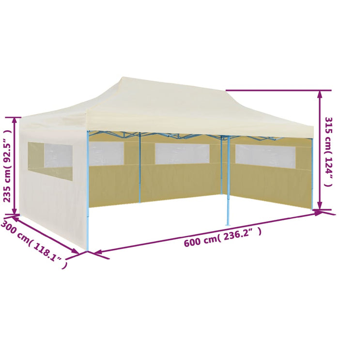 Partytent pop-up inklapbaar 3x6 m crème