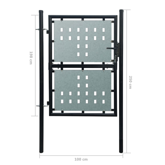 Poort enkel 100x250 cm zwart