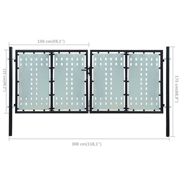 Poort enkel 300x175 cm zwart