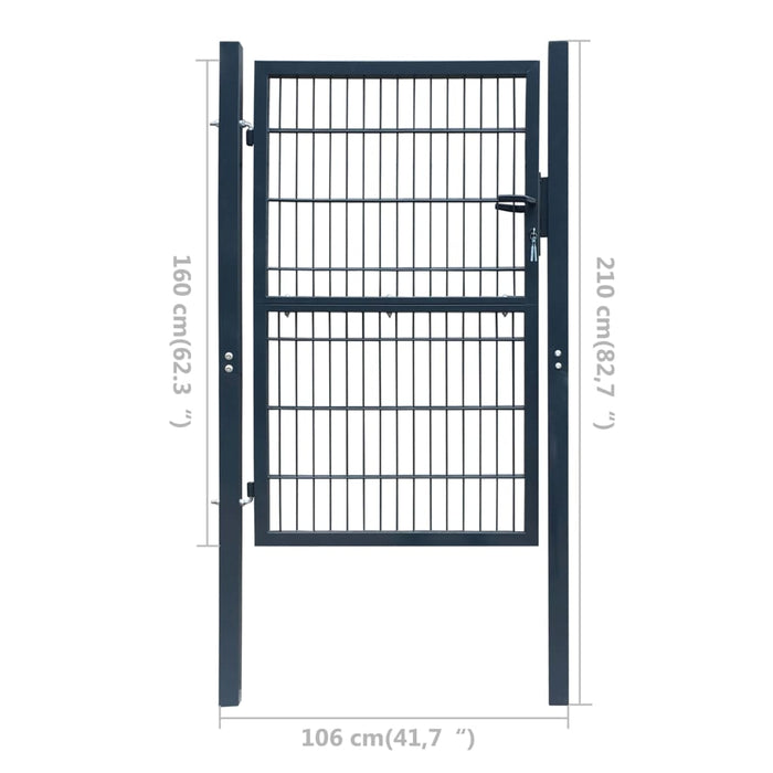 Poort dubbelstaafmat (enkel) 106x210 cm antracietgrijs