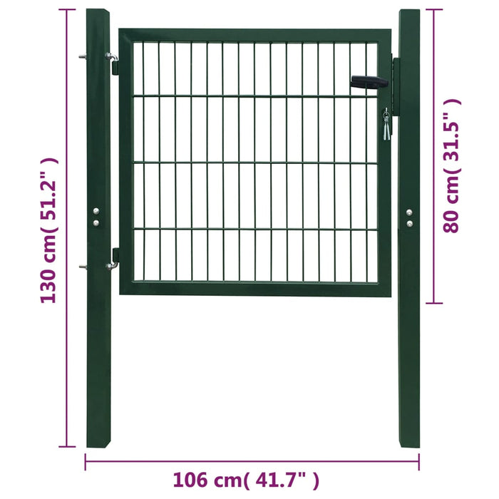 Poort dubbelstaafmat (enkel) 106x130 cm groen