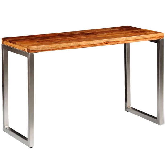 Eettafel/bureau met stalen poten massief sheeshamhout