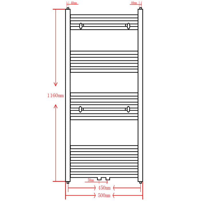 Radiator/handdoekenrek gebogen 500x1160 mm grijs