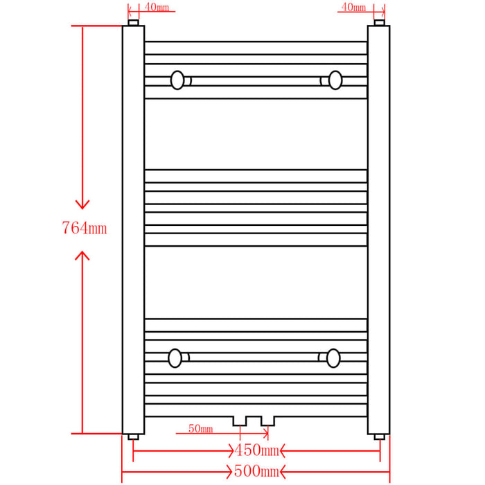 Radiator/handdoekenrek gebogen 500x764 mm zwart