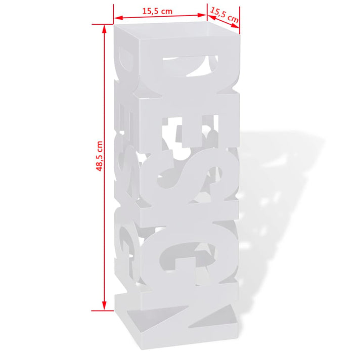 Paraplu- en wandelstokhouder wit vierkant staal 48,5 cm