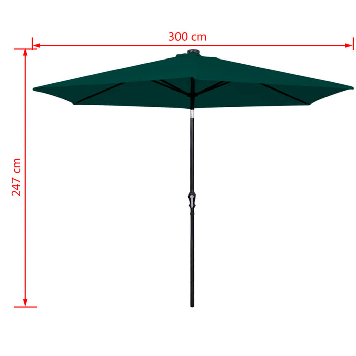 Parasol kantelbaar met LED 3 m groen