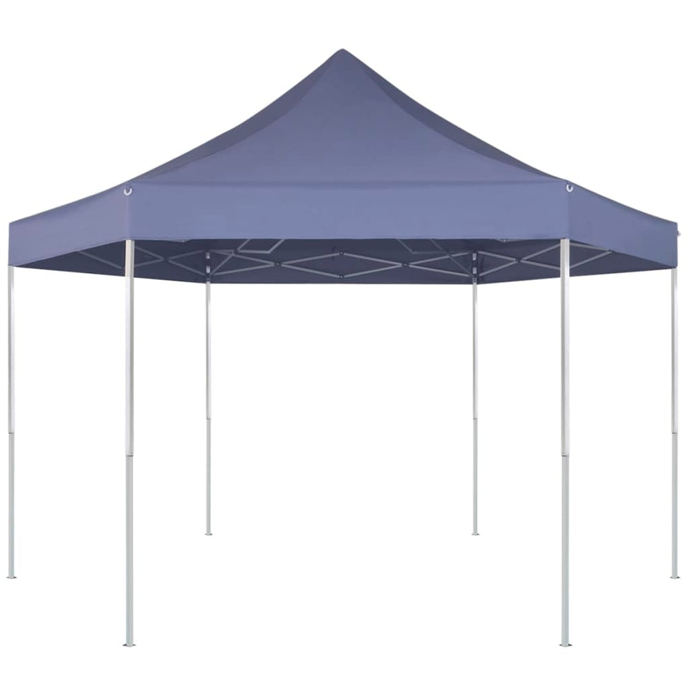 Partytent pop-up zeshoekig inklapbaar 3,6x3,1 m donkerblauw