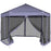 Partytent pop-up zeshoekig met 6 zijwanden 3,6x3,1 m donkerblauw