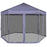 Partytent pop-up zeshoekig met 6 zijwanden 3,6x3,1 m donkerblauw